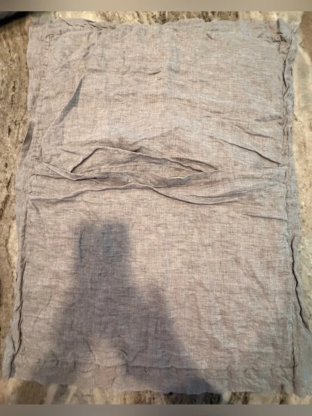 2 Pottery Barn Linen Diamond Quilted Standard Pillow Shams. Gray